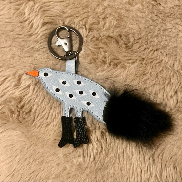 🆕 Min & Mon Bird in Boots leather & fur keychain with eyeballs - Picture 2 of 10